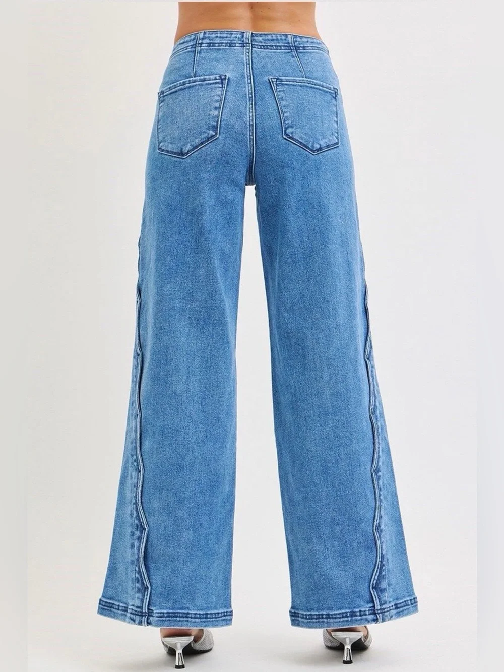Risen PLUS Scalloped Medium Wash Denim Jeans - 1X (16-18) - Picture 2 of 2